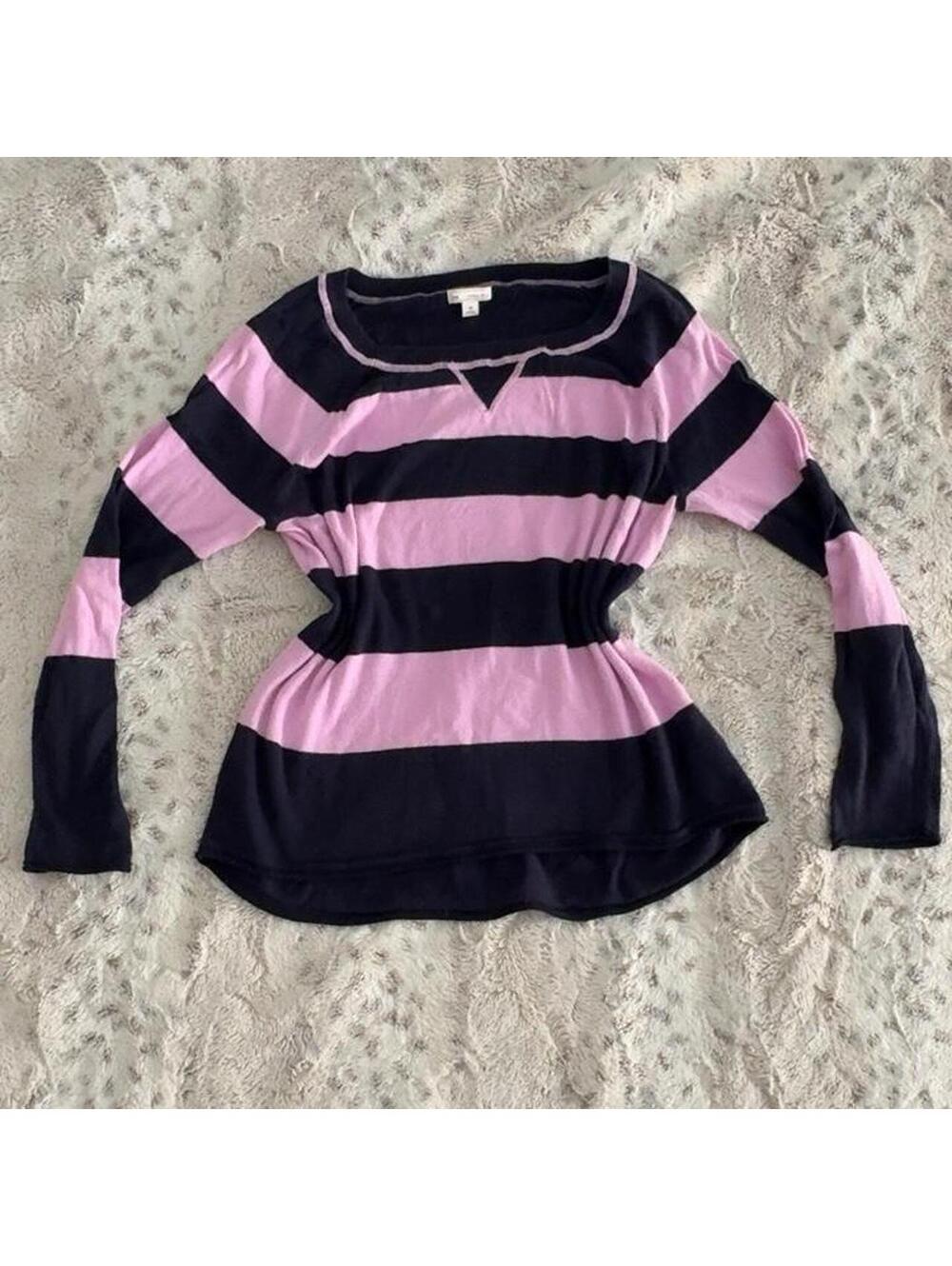 gap navy & purple striped long sleeve top